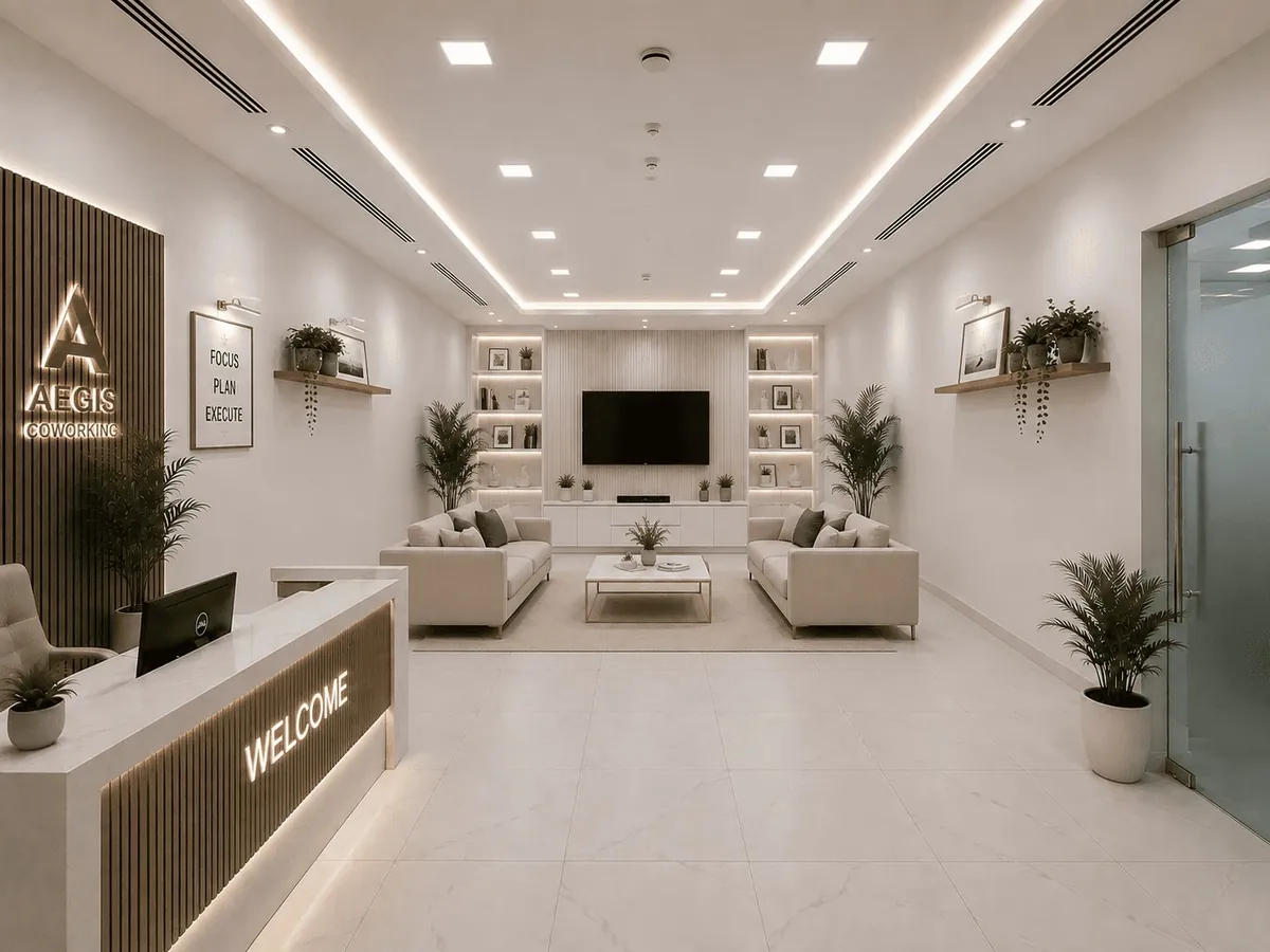 Virtual office ADGM reception at Aegis Coworking, Addax Tower, Al Reem Island, Abu Dhabi